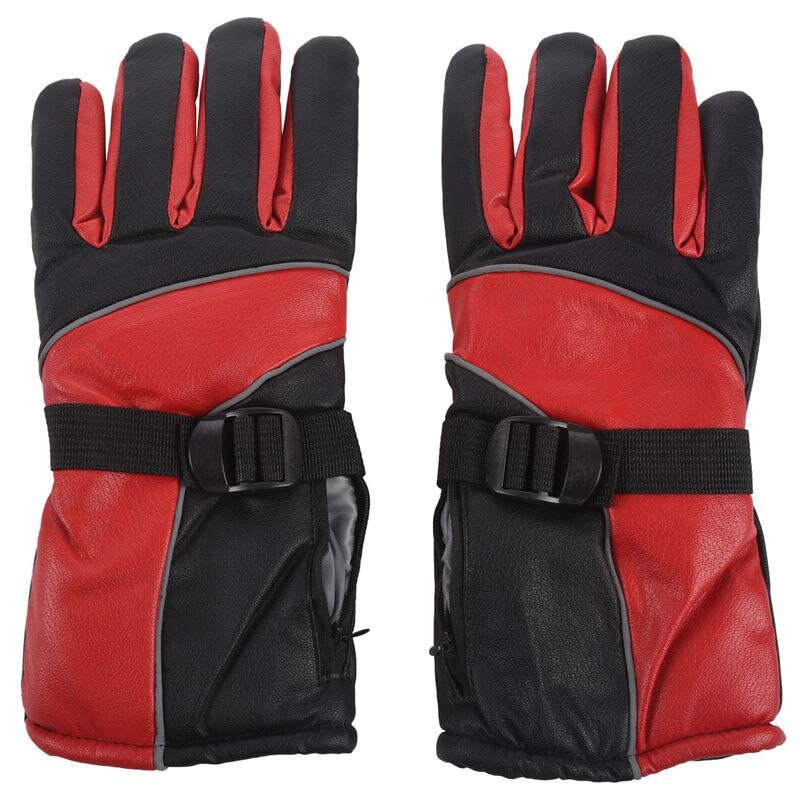 Lithium Battery Charging Electric Heating Gloves Heating Gloves Winter Outdoor Sports Waterproof Gloves Red US Plug: Default Title