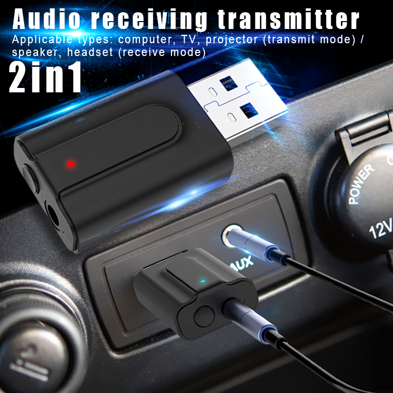 Offerte JR per adattatore Audio AUX Audio Wireless per auto trasmettitore ricevitore Bluetooth V5.0 2 In 1