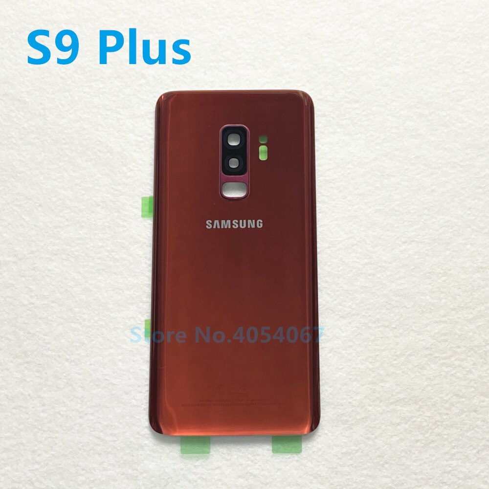 For Samsung Galaxy S9 Plus G965 S9 G960 Battery Back Cover Door Housing Replacement Repair Parts + ear Camera Glass Lens Frame: S9 Plus red