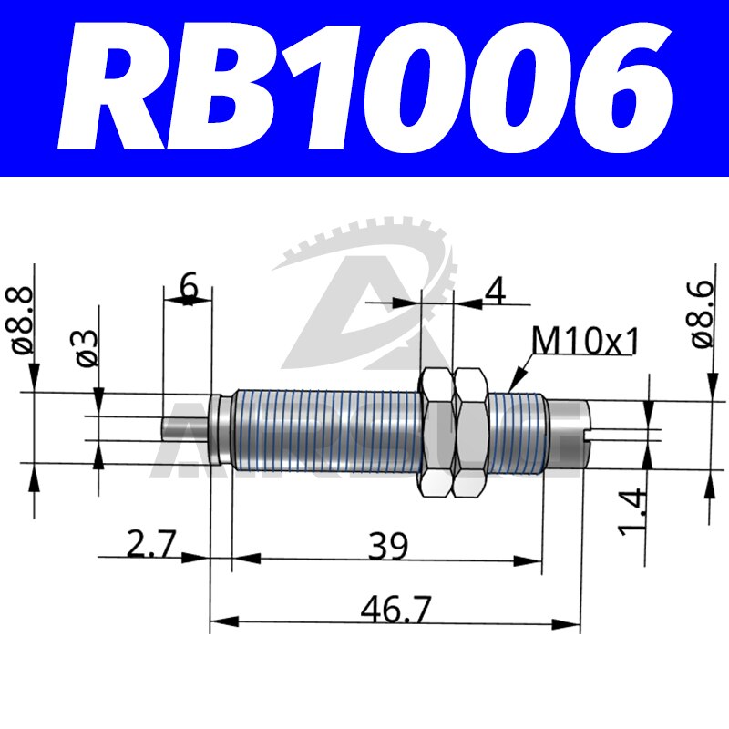Pneumatisk hydraulisk støtdemper justerbar hydraulisk buffer rb serie  rb0805 rb1007 med hette rbc 1007 rbc 2725: Rb1006