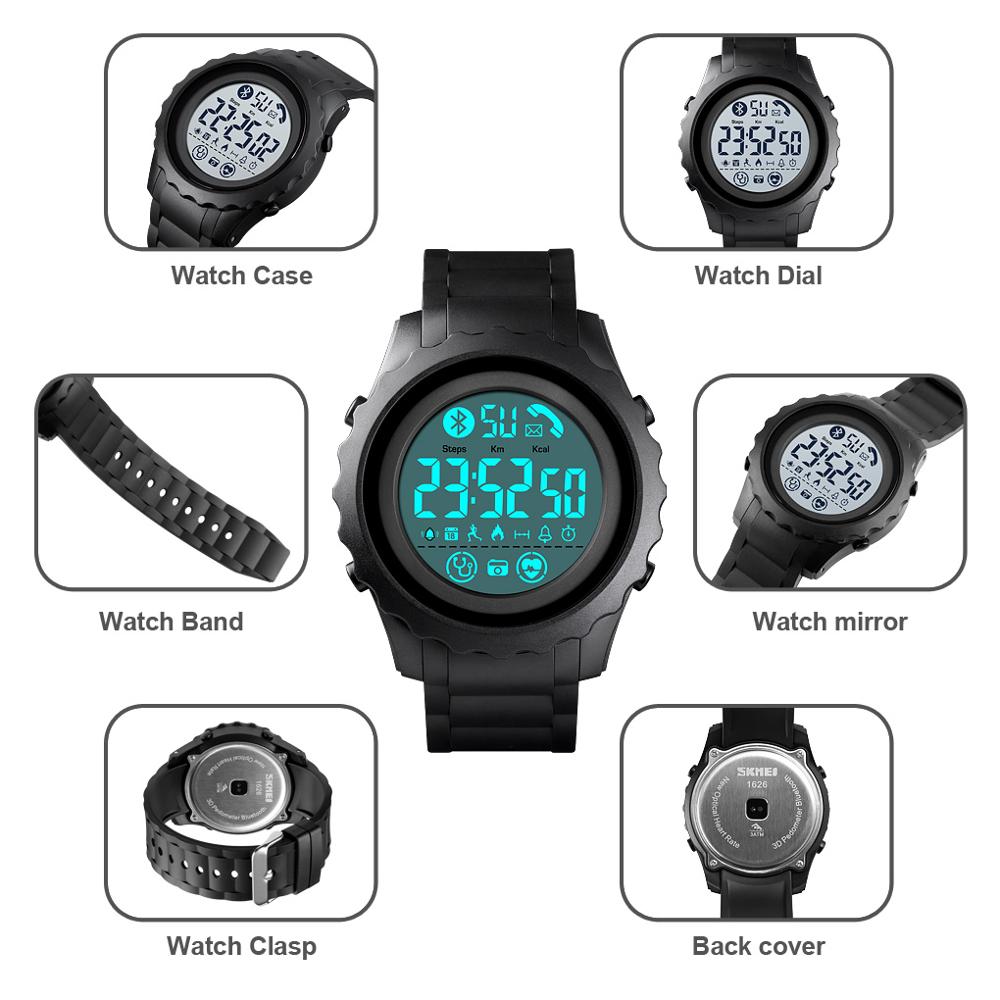 Skmei Mannen Bluetooth Sport Digitale Horloges Hartslagmeter Call Herinneren Calorie Waterdicht Horloge Reloj Hombre Klok
