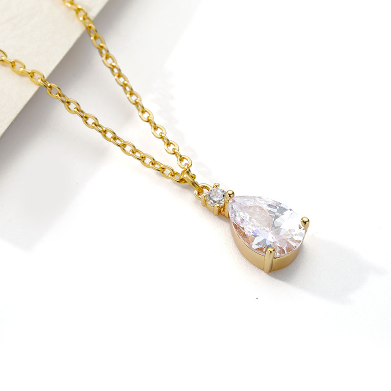 ICFTZWE kubisch Zirkon Wasser Tropfen Anhänger Halsketten Für Frauen Kristall Waterdrop Halskette Hochzeit Schmuck Zubehör
