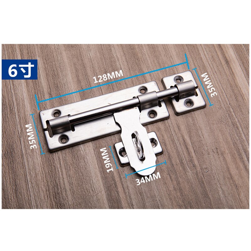 4Inch 5inch 6inch Stainless Steel Hardware Door Lock Barrel Bolt Latch Padlock Clasp Set Brushed Stainless Steel: 6inch