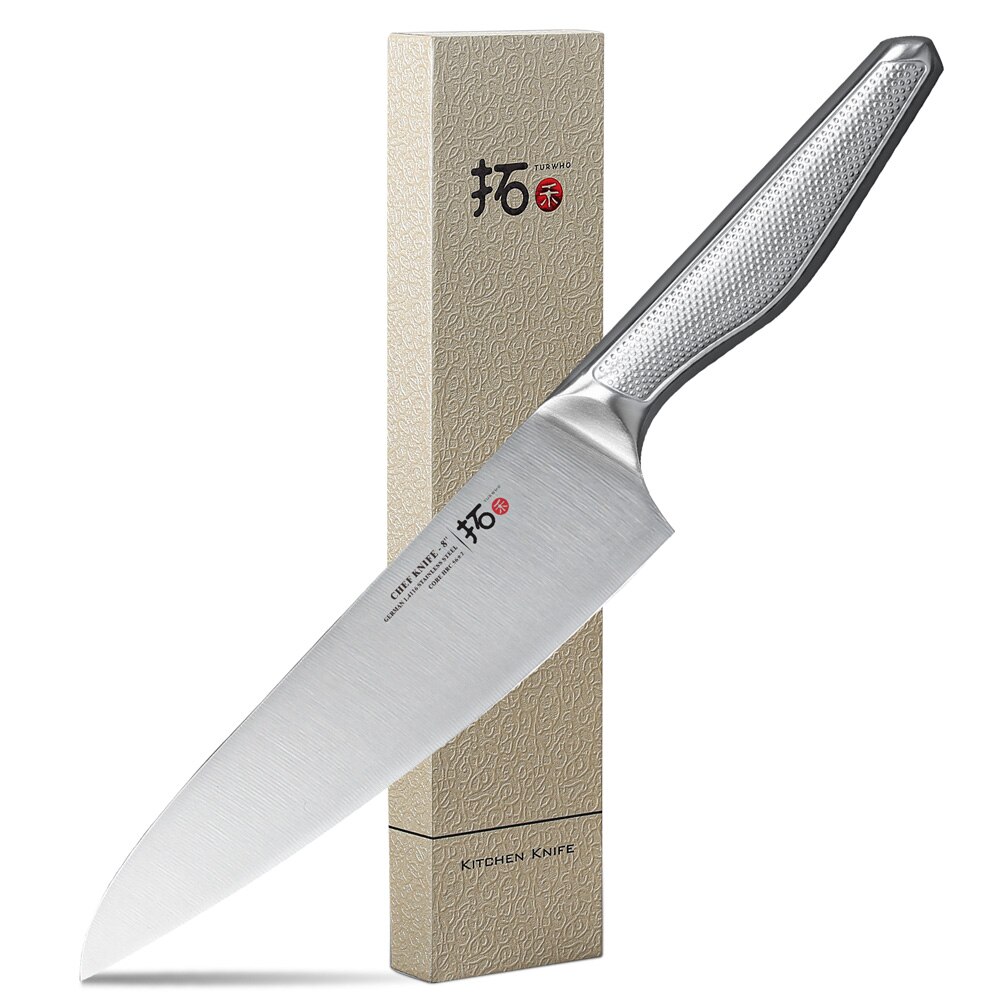 TURWHO Chef Knife 1 Piece Kitchen Knives German 1.4116 Stainless Steel Japanese Kiritsuke Santoku Cleaver Slicing Utility Knife: 8 inch Chef knife