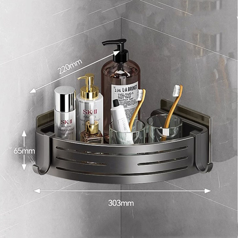 Étagère murale avec crochets, support de rangement pour shampooing et maquillage, accessoires de cuisine, étagère T1