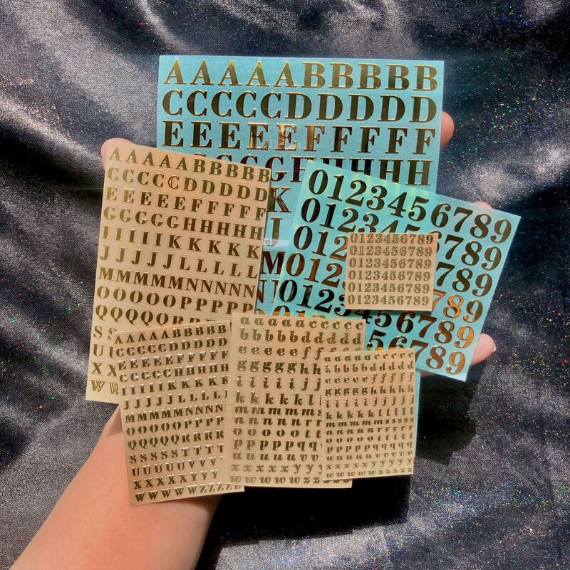Gold/Silver Alphabet Glitter Epoxy Resin Metal Decorative Stickers English Letters Numbers UV Epoxy Resin Fillings Filler