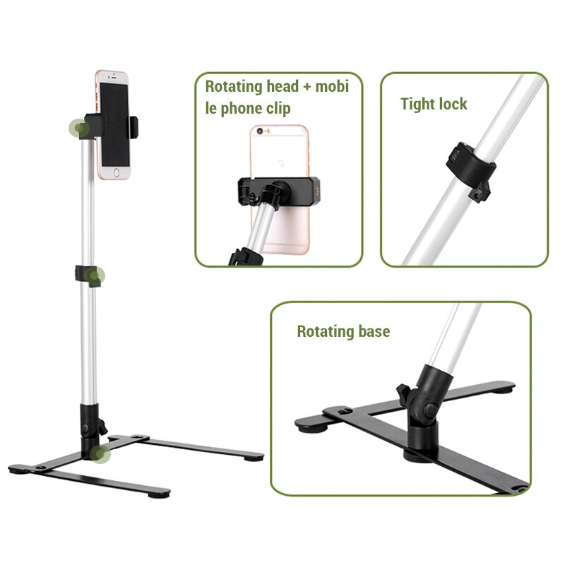 Regolabile desktop di tiro Del Telefono Basamento Della Staffa impostato mini Monopiede + clip di Telefono foto studio Del Basamento kit per Spettacolo Dal Vivo di Ripresa video