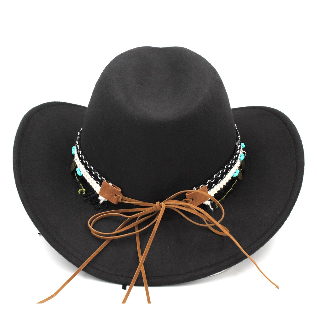 Mistdawn mænd kvinder uld bred skygge western cowboy hat cowgirl kostume kasket størrelse 56-58cm bbc