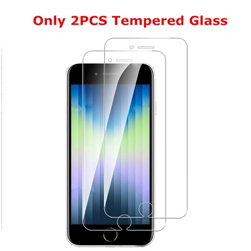 4-In-1 Gehard Glas Voor Iphone Se 2022 Screen Protector Camera Lens Film Voor Telefoon Se SE2 SE3 SE2022 Beschermende Glas: 2PCS Tempered Glass / For iPhone SE 2022