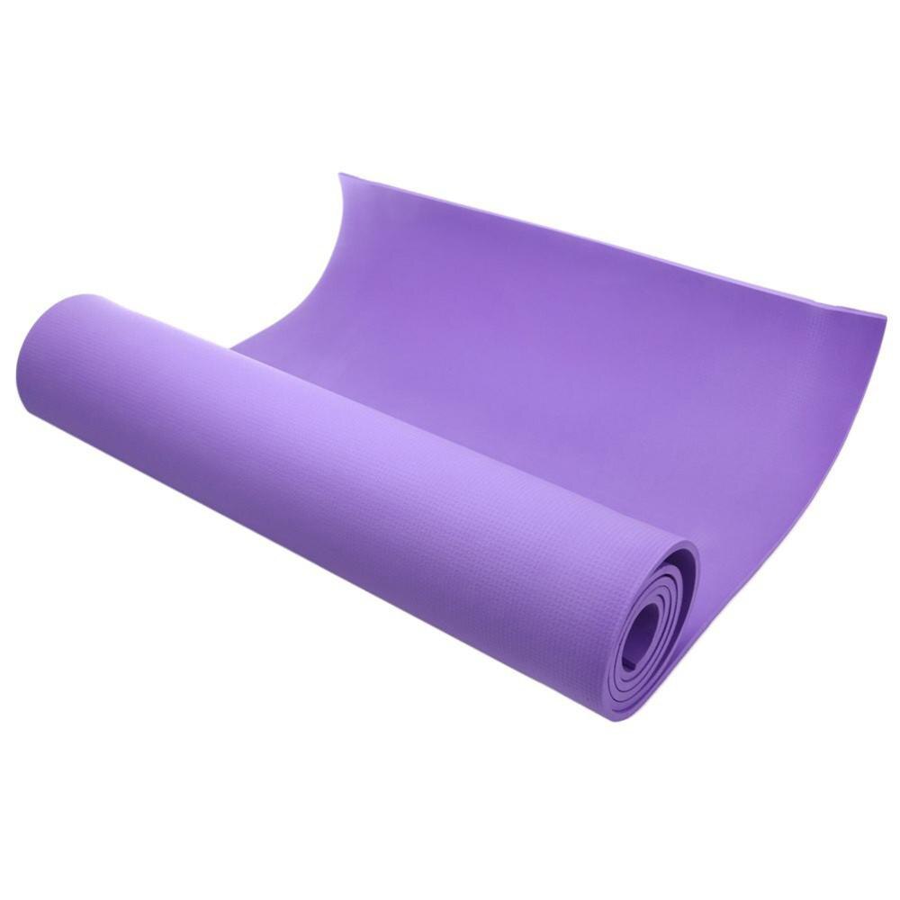Yogamåtte med position line skridsikker tæppemåtte til begyndere miljø fitness gymnastik måtter: Lilla