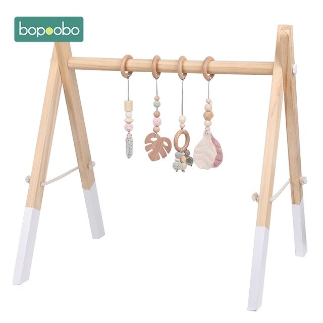 1set Animals Wooden Pendant Baby Play Gym BPA Free Food Grade Wooden Teether Toys Interactive Baby Birth Wooden Blank Toys: gym play set 2