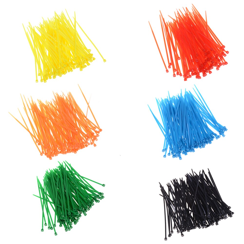 Zlinkj 100Pcs 3X100Mm Netwerk Nylon Plastic Kabel Draad Organisator Zip Tie Cord Strap 7 kleuren