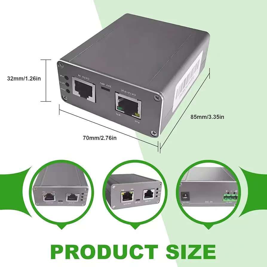 Iniettore PoE 2.5G per Starlink V2/V3 | Max200W | Ingresso 48-57Vdc + uscita PoE 57V | alloggiamento in lega | Montaggio su guida DIN e a parete è opzionale