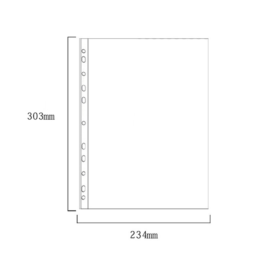 100Pcs A4 Plastic Punched Pockets Folders Filing Thin 11Holes Loose Leaf Documents Sheet Protectors A4 Transparent Folder Bag