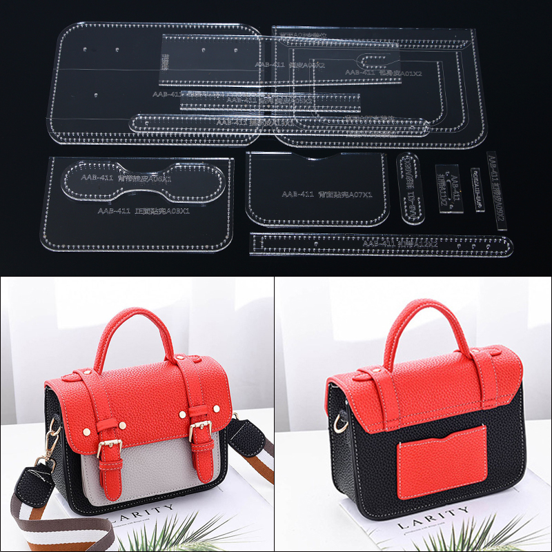 Handgemaakte Handtas Set Hand Stikken DIY Tas Kit Maken Naaien Lederen Craft Tote voor Vrouwen (Num7 Zwart