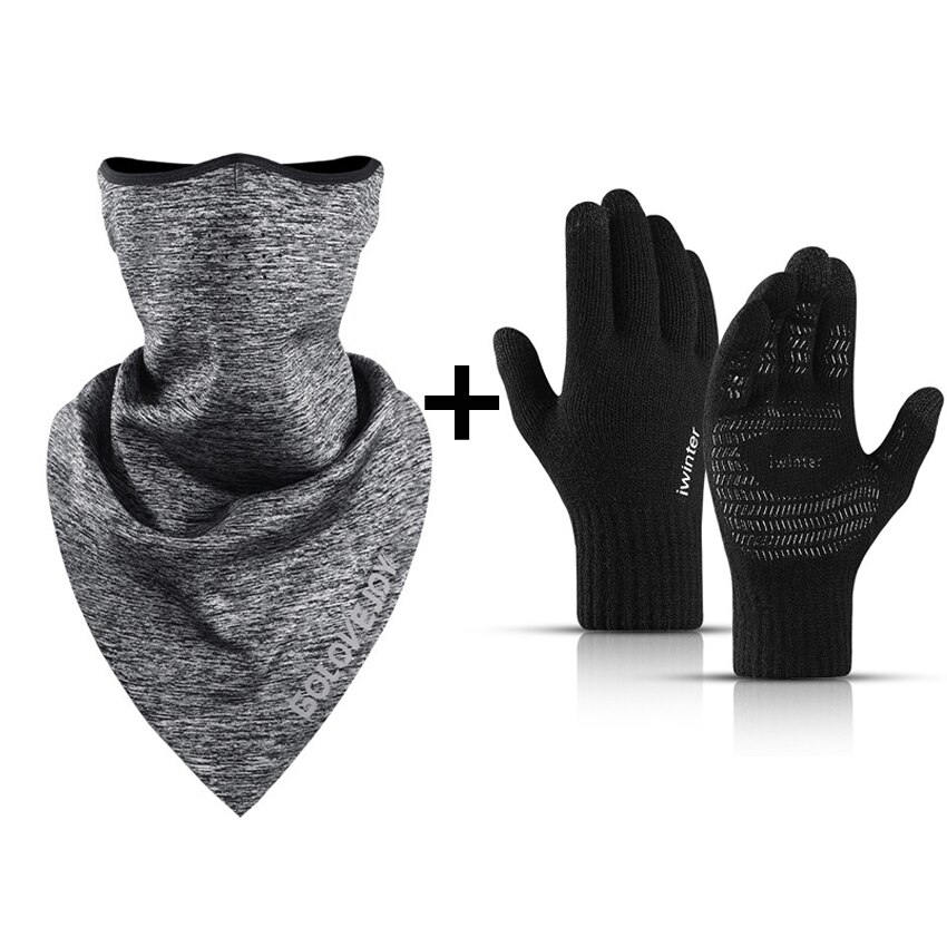 Mascarilla de protección para la cara de ciclista, para invierno, media cara, a prueba de viento, Bandana de protección para la oreja, diadema reflectante nocturna: Warm Set C