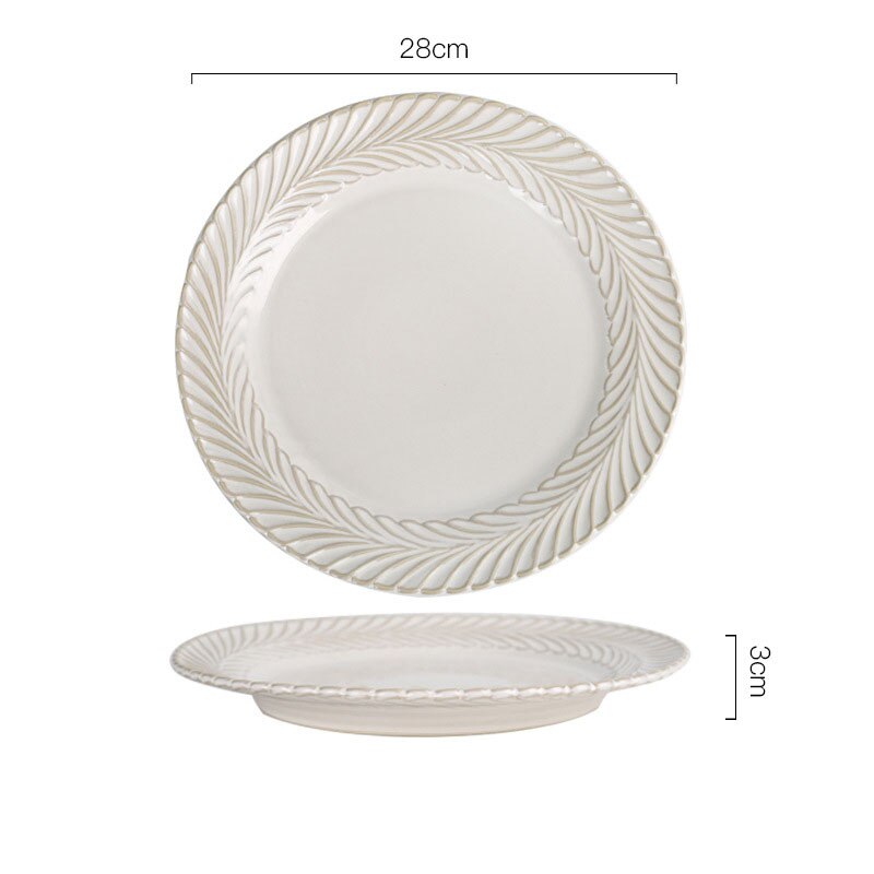 Retro Ceramic Plate French Relief Restaurant Steak Dish Household Dinner Set Plates and Dishes Nordic Kitchen Tableware: E-large