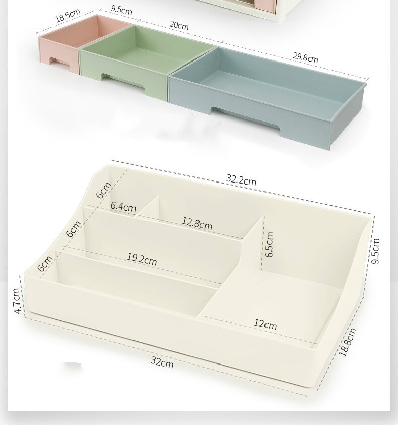 1 stk skrivebord arrangør smykker kommode skuff mangfoldig plast toalett flerlags kosmetisk oppbevaringsboks