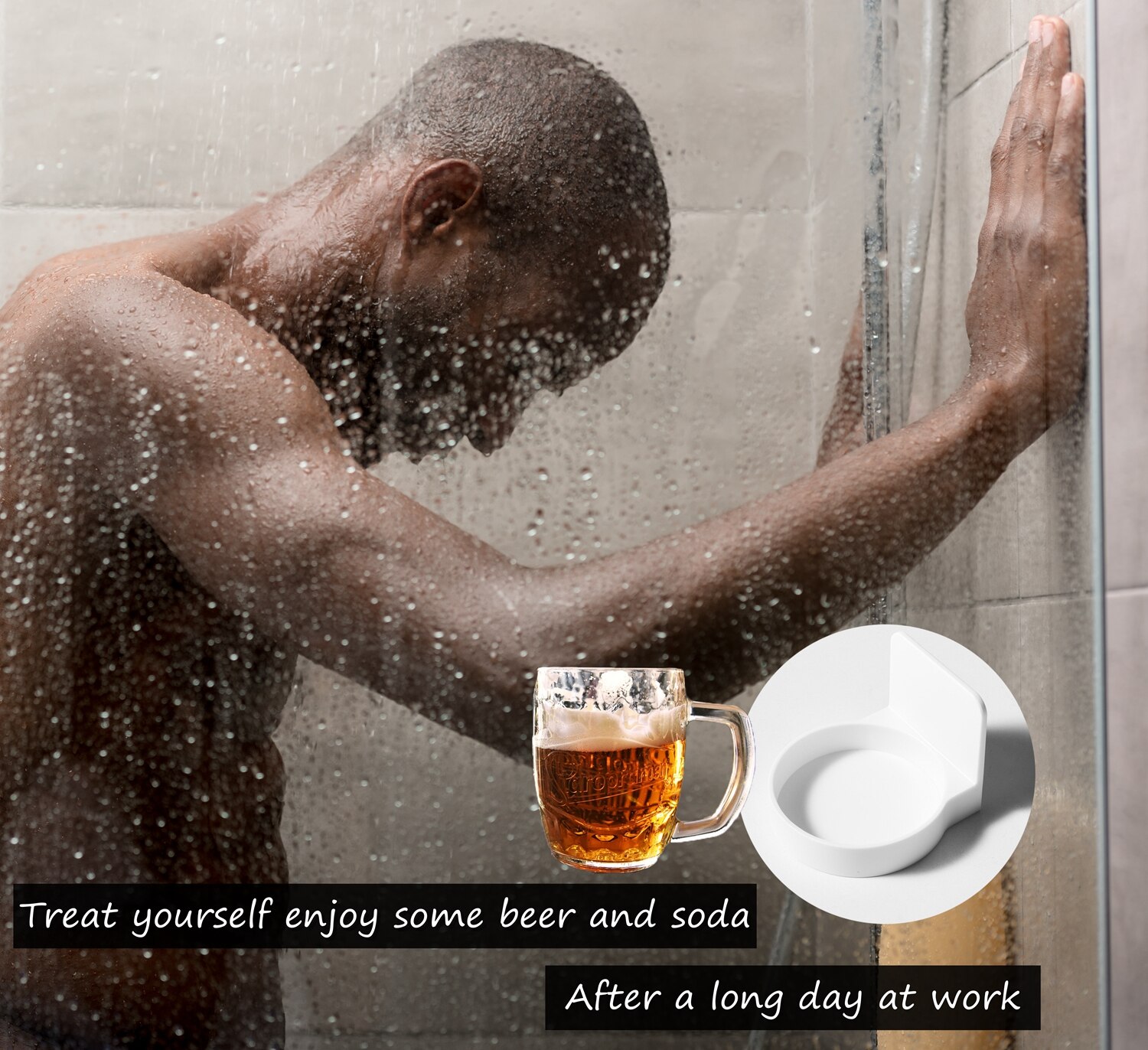 Bath & Shower Portable Cupholder Caddy for Beer & Wine Suction Cup Drink Holder, White, Best