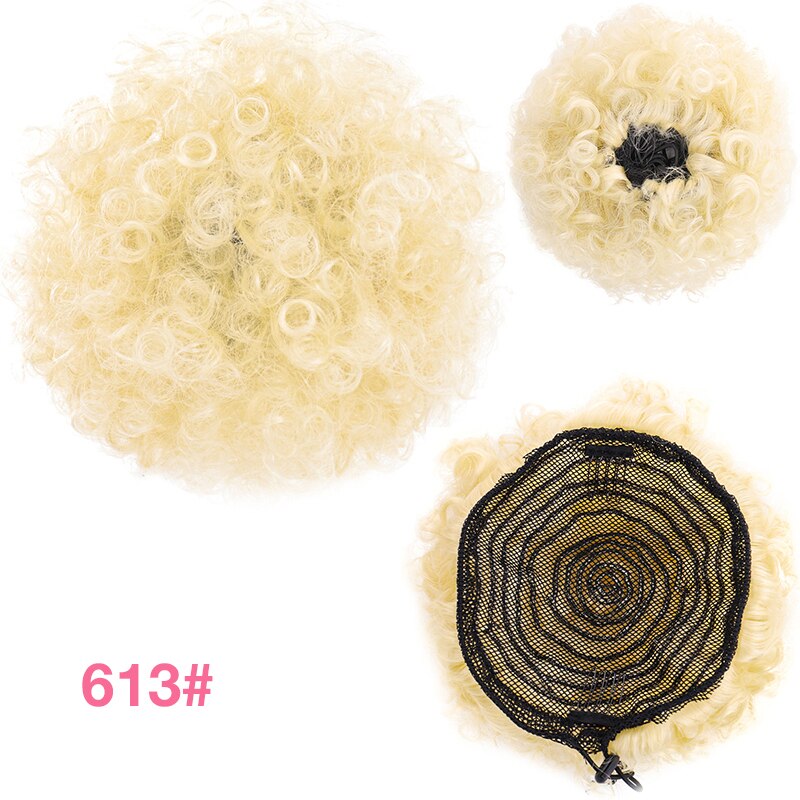 Talang afro puff syntetiskt hår bulle chignon frisyr för kvinnor peruk dragsko hästsvans kinky lockigt klämma i förlängningar hästsvans: F6-338