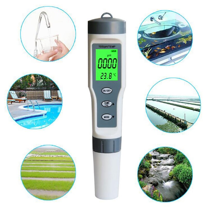Digital Water Tester 3 in 1 Test Tds/Ph/Temp Water Monitor Tester Kit for Pools Drinking Water