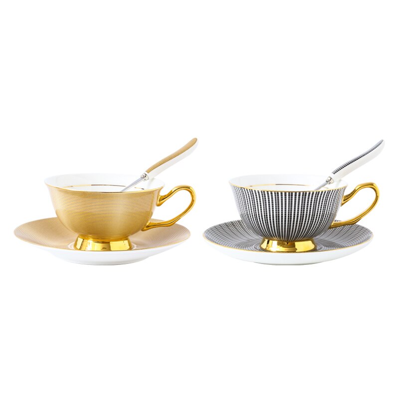 Ensemble tasse à thé anglaise style créatif à manche dorée
