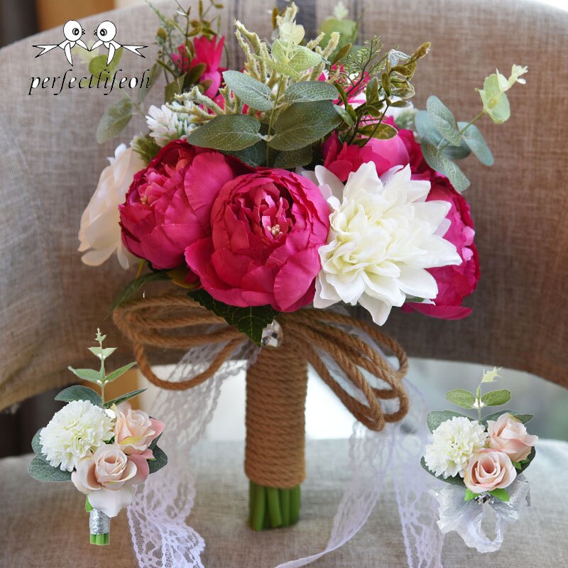 Artificial Bouquets De Casamento Para Noivas Fora Do Laço Flores Do Casamento Broche Bouquet Bouquets De Mariage: 005