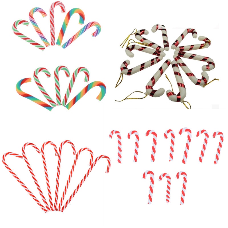 6Pcs/10pcs Christmas Canes Christmas Tree Decorations For Home Party Year Christmas Candy Cane Hanging Ornaments
