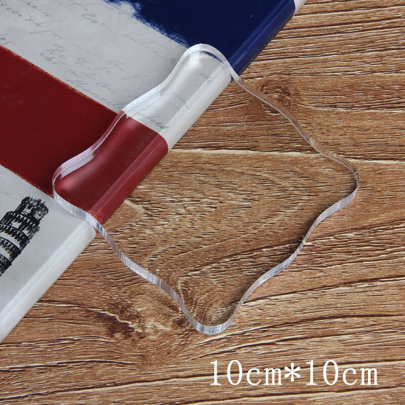 Kristallen stempel handvat zegel stempel accessoires groot transparant acryl bord werk met siliconen stempels en stempelkussen: 10 10 1cm