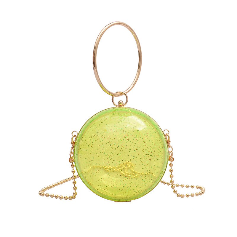 Acrylique circulaire balle sac à bandoulière pour femmes Mini clair sacs à bandoulière rond en métal Transparent soirée embrayage PVC fourre-tout sacs à main: Yellow
