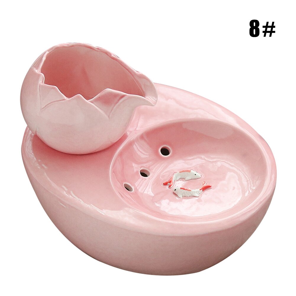Newly Cat Ceramic Water Fountain Automatic Pet Drinking Fountain Quiet Electric Water Dispenser: 8