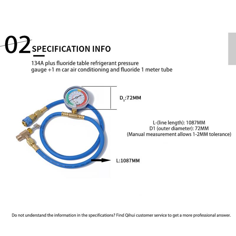 R134a Car Air Conditioning Repair Tool Cold Pressure Gauge Air Conditioner Fluoride Tube Quick Release Refrigerant Connector