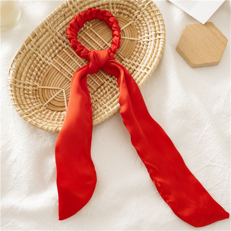 Chapellerie multicolore Turban bricolage serpentins cheveux chouchous ruban cheveux cravates pour femmes Chic tête Wrap cheveux accessoires: Red