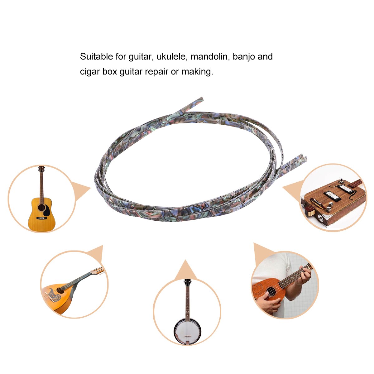 2pcs ABS Guiar Binding Purfling Strips Edge Trim Inlay Body Project Abalone Shell for Guitar Bass