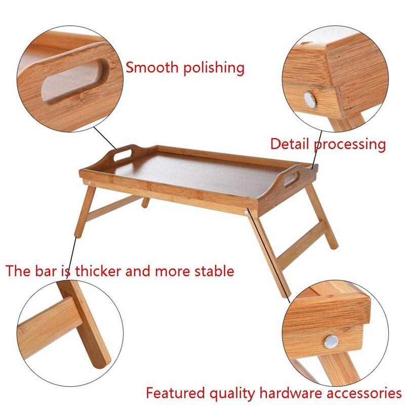 Natuurlijke Bamboe Ontbijt Dienblad Met Handvat Serveren Ontbijt In Bed Of Gebruik Als Een Tv Tafel Opvouwbaar Bed Tafel laptop Bureau