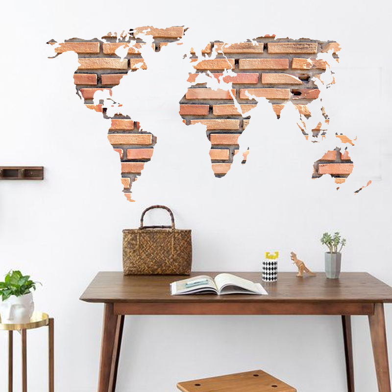 7 Kinds Large World Map Wall Stickers Cartoon Map Home Decor for Kids Room Vinyl DIY Wall Decals Travel round The World Sticker