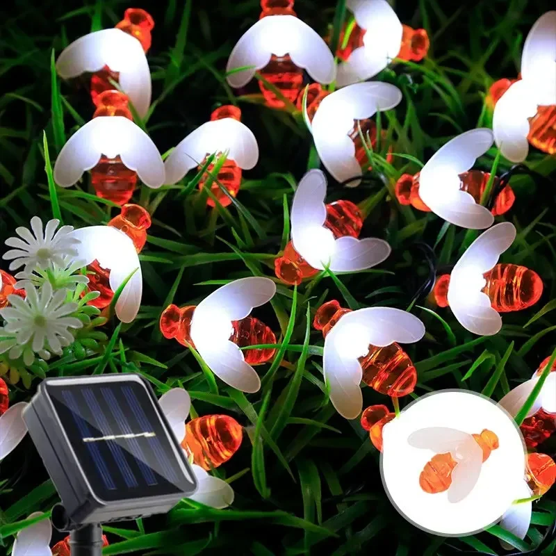 20/50/100 LED Solar- Biene Fee Lichterketten Gartenbeleuchtung 8 Modi Wasserdichte Außenbeleuchtung für Blumenzaun Weihnachtsbaum