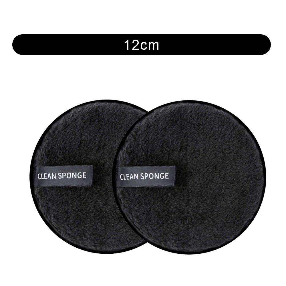 1/2Pcs Makeup Remover Pads Microfiber Cloth Pads Face Cleaning Washable Cotton Pad Reusable Makeup Remover Wipes Cosmetic Puff: 2pcs Black