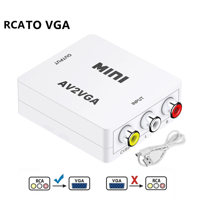 Convertidor VGA a AV VGA a RCA convertidor AV a VGA adaptador RCA con Cable de Audio de 3,5mm para TV Box PC 1080P CVBS a VGA convertidor: Default Title