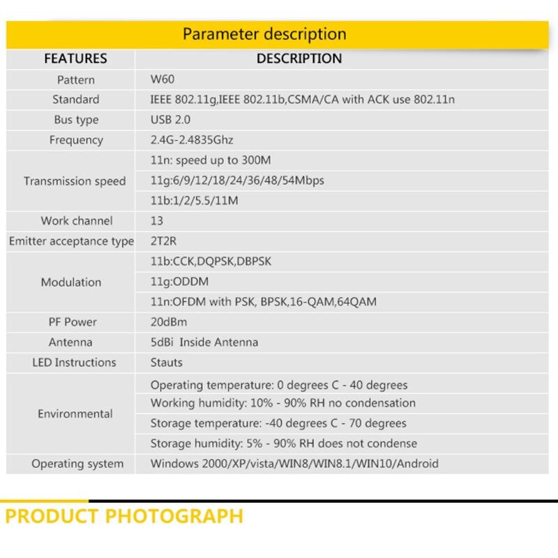 2.4g wifi usb lan adapter antenne trådløs mottaker nettverkskort for windows