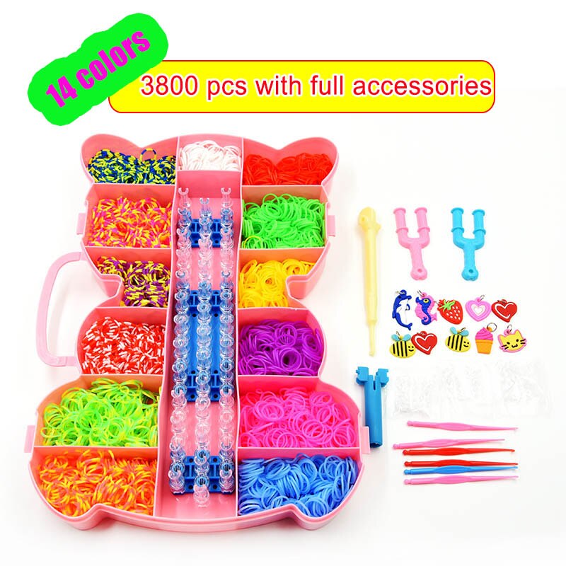 10000pcs Loom Rubber Bands Kits Beads Toys Set Hand Knitting Machine Handmade DIY Rainbow Weave Color Bracelet Girl: 1
