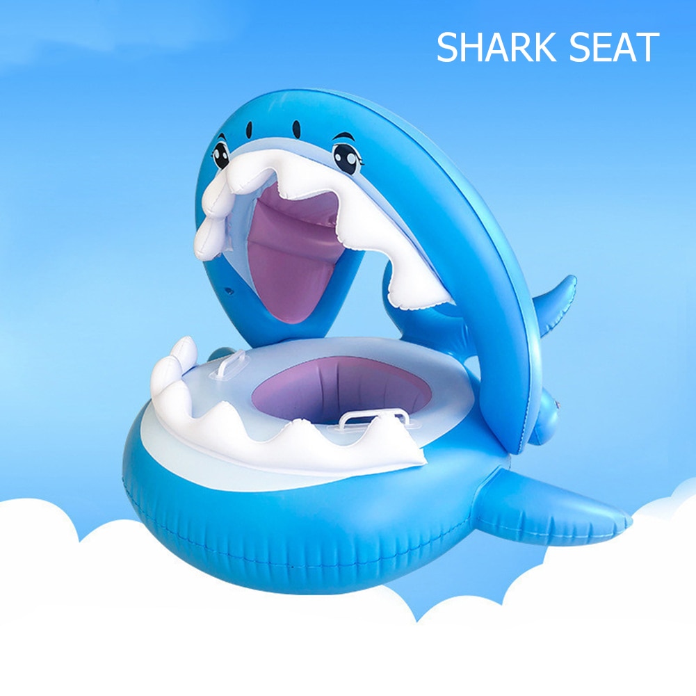 Kids Inflatable Shark Seat Toy Swimming Ring Pool Floating Row Water Bed Float Summer Cool Party Water Playing Sports Toys