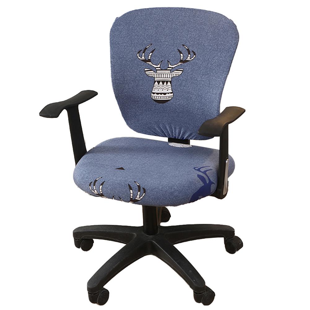 Housse de chaise d'ordinateur élastique extensible universelle couverture de chaise de bureau imprimée Spandex pour le dos et la Base de chaise de bureau d'étude à la maison: N