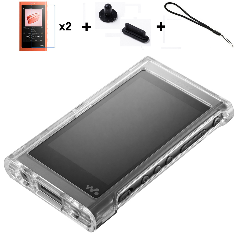 Transparent Crystal Front and Back Case Cover for Sony Walkman NW-A55HN A56HN A57HN A50 A55 A56 A57 with dust plug