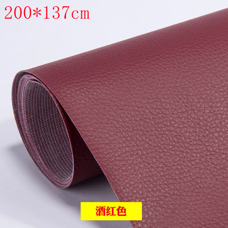 137x200cm tela de couro do plutônio auto adesivo fix subsídios simulação pele volta desde o sofá pegajoso tecidos remendos adesivos: 200x137 wine red