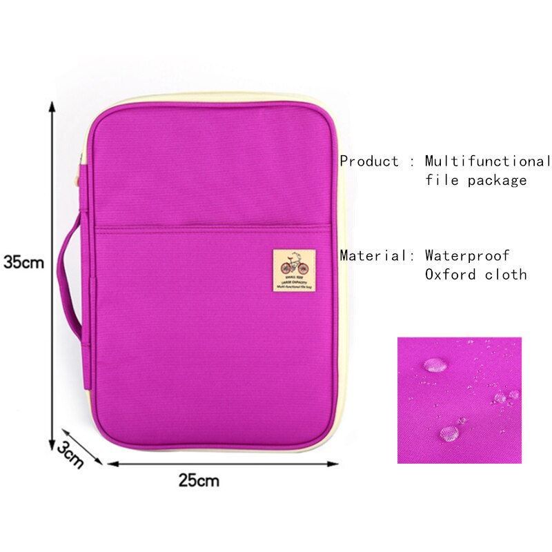 A4 Frauen Einfarbig Dokument Lagerung Tasche mit Griff Wasserdicht Oxford Tuch Multifunktionale Geschäft-Organizer Taschen Aktentaschen