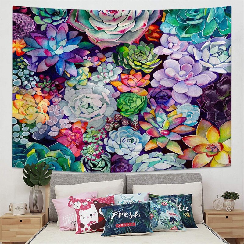 Fuwatacchi – tenture murale imprimée feuilles de palmier, tenture vent, tente de Camping, matelas de voyage, couvertures de couchage,: 95x73cm / TPPT00020006
