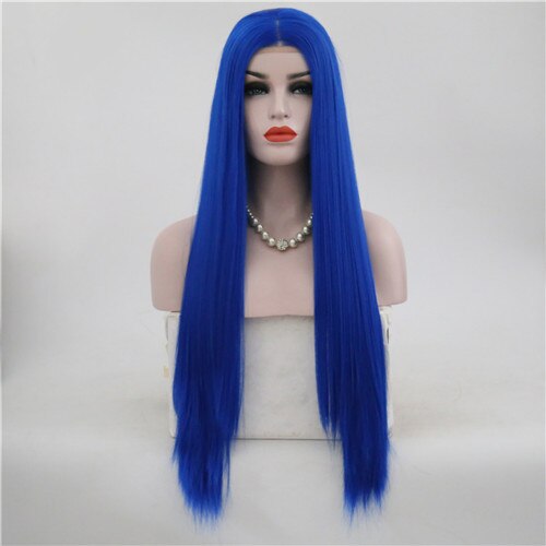 VREUGDE & BEAUTY 15 Stijlen Synthetisch Natuurlijk Smooth Lange Rechte Lace Front Pruik Hoge Temperatuur Fiber Voor Vrouwen Pruiken 28 inches: IMG-004