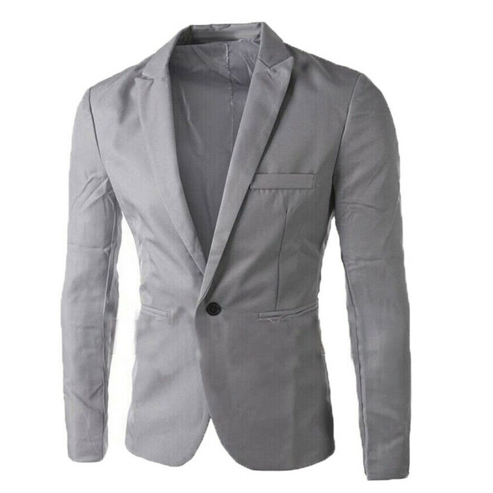 Herre blazer forår bomuld slim fit herre jakkesæt blazere herre one buttons slim fit solide herre blazere