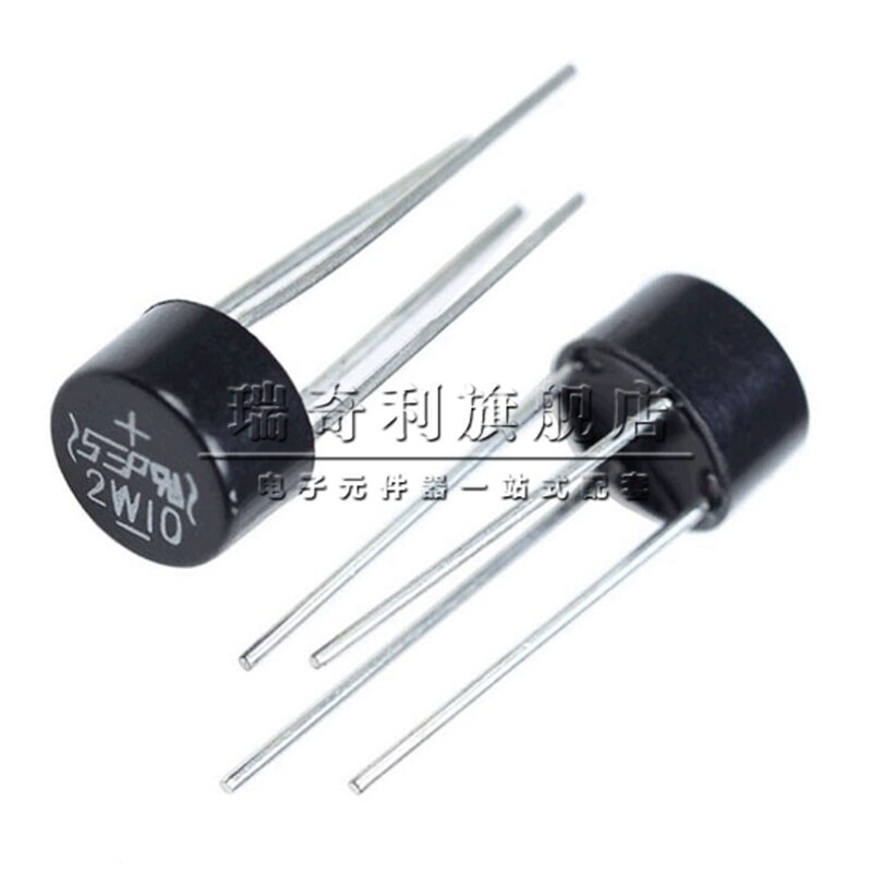 10Pcs/Bridgepile 2w10 Brug Gelijkrichter Ronde Brug 2A 1000V Eenfase Ronde Gelijkrichter